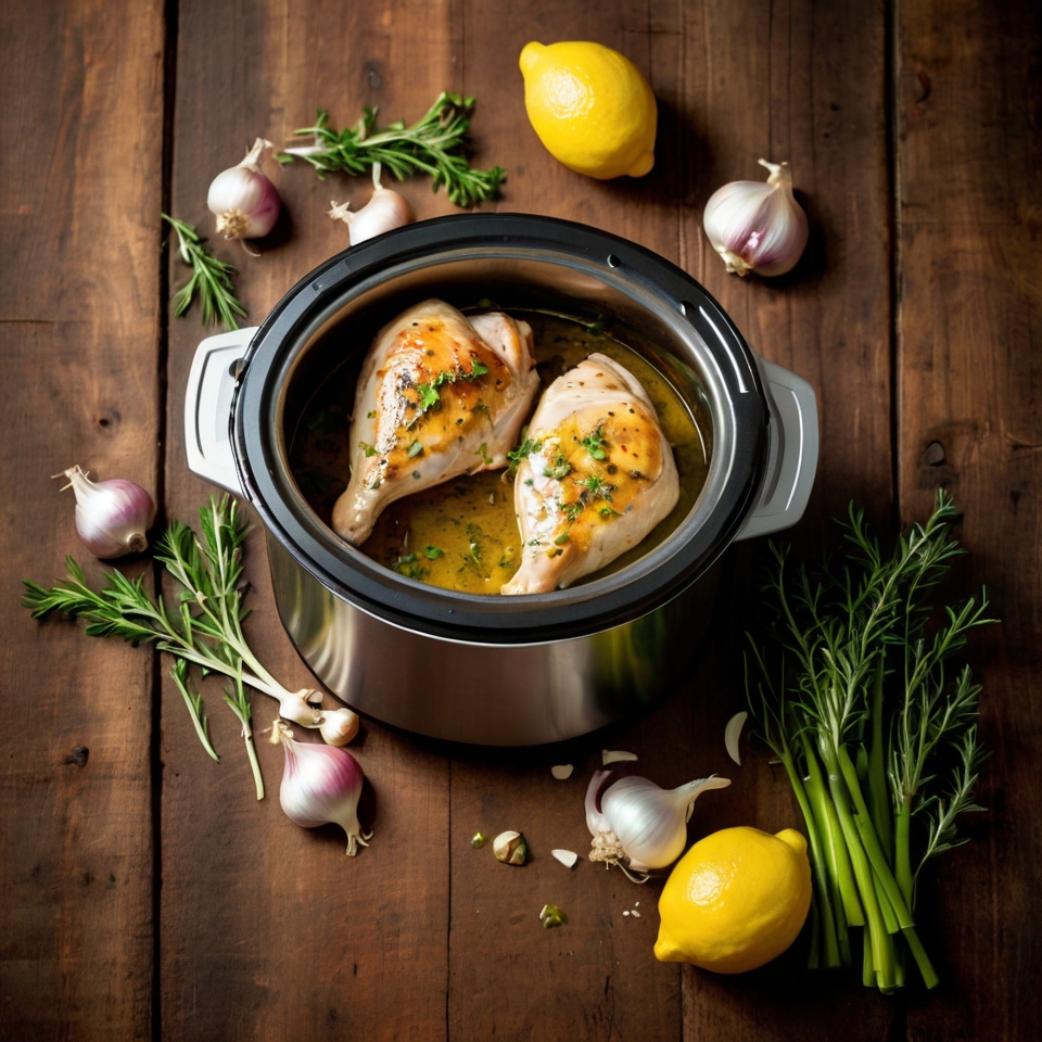 Slow Cooker Lemon Garlic Chicken