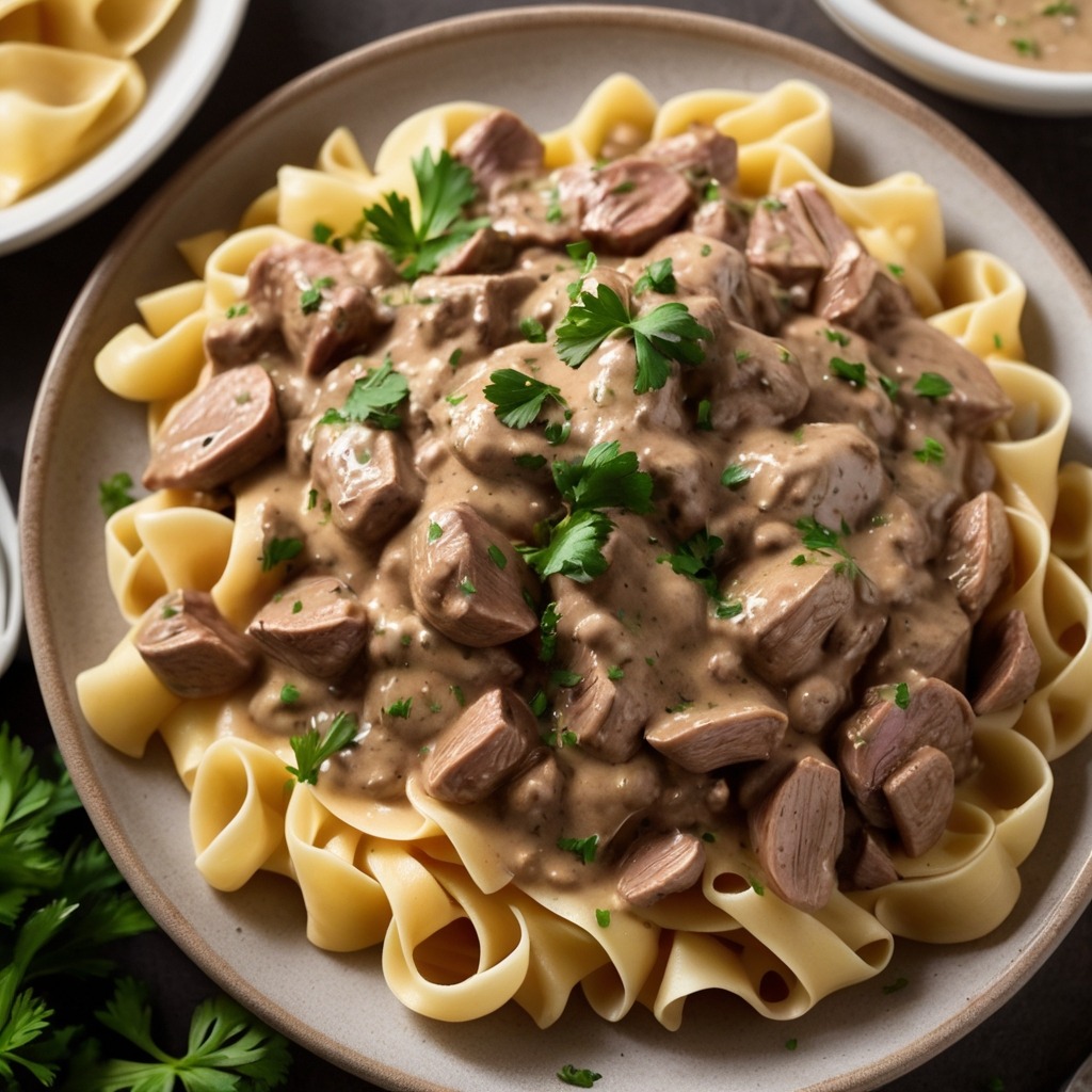 Creamy Garlic Beef Stroganoff